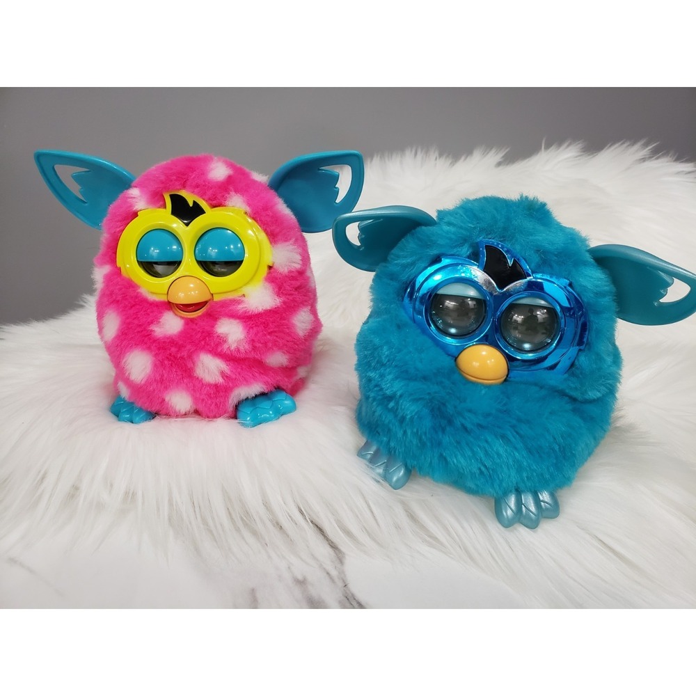 BROKEN!!! FOR PARTS LOT 2 Vintage 2012 TIGER Furby Boom White Pink Dotted Blue